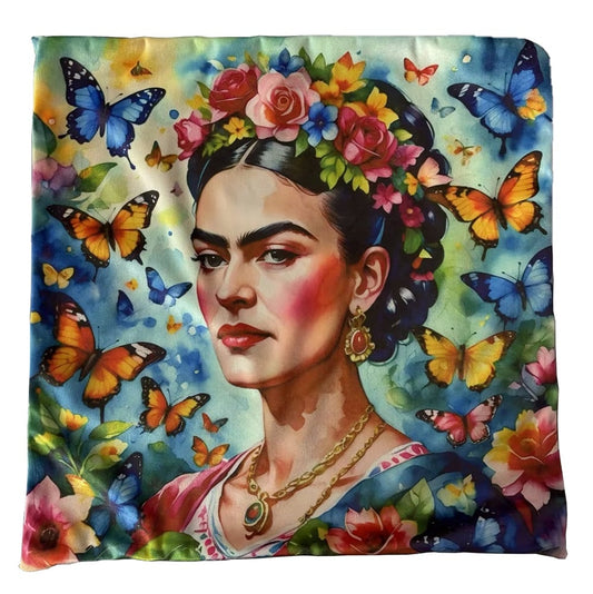 Kuddfodral "Frida Kahlo" med fjärilar