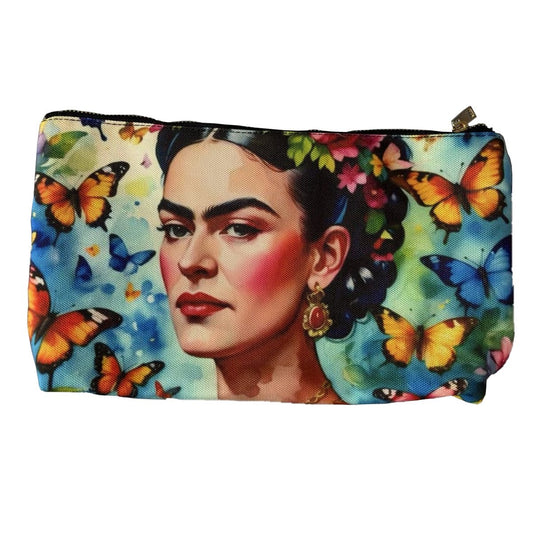 Sminkväska / necessär "Frida Kahlo" med fjärilar